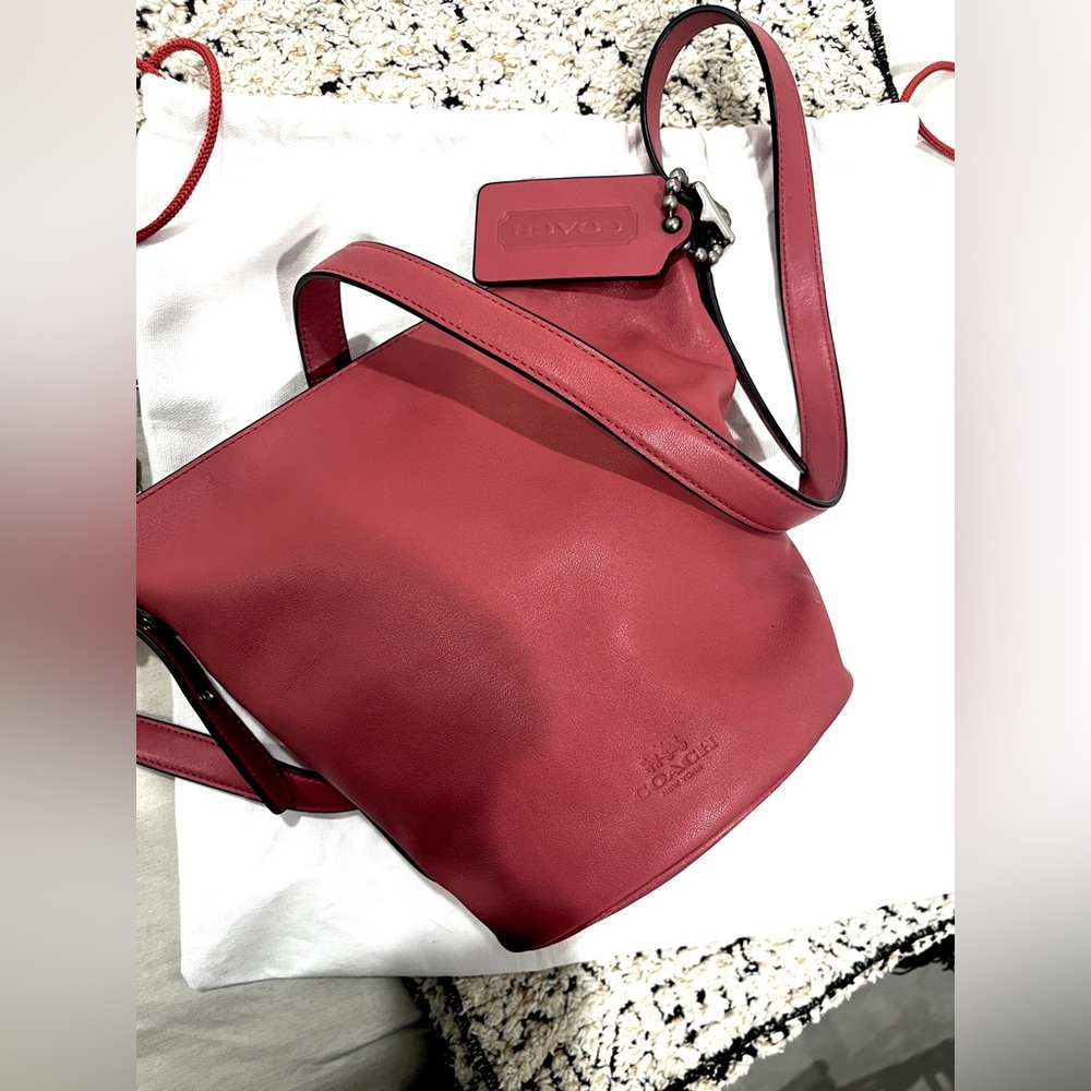 Authentic Light Raspberry Red Coach Soft Calf Lea… - image 7